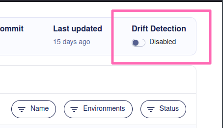 Screenshot of the 'Enable Drift Detection' modal, asking to select a database connection.