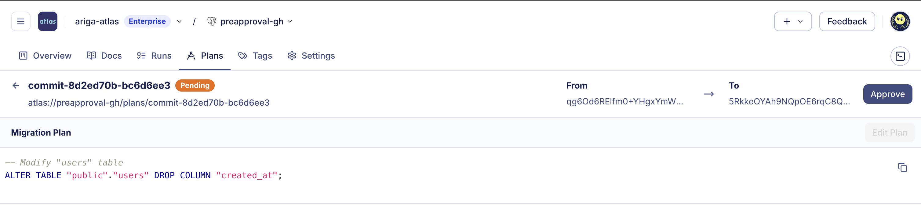 Ad-hoc plan approval in Atlas Registry