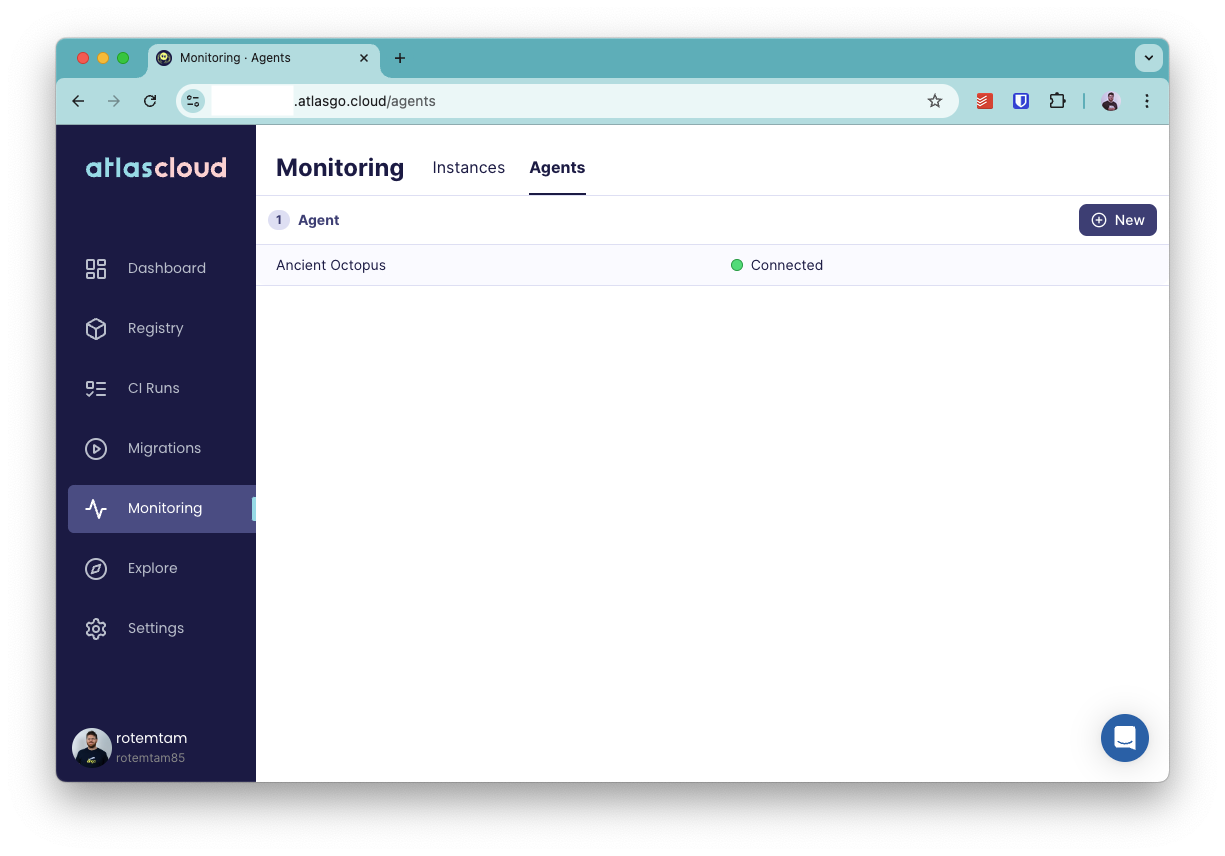 Atlas Agent successfully connected and reporting to Atlas Cloud