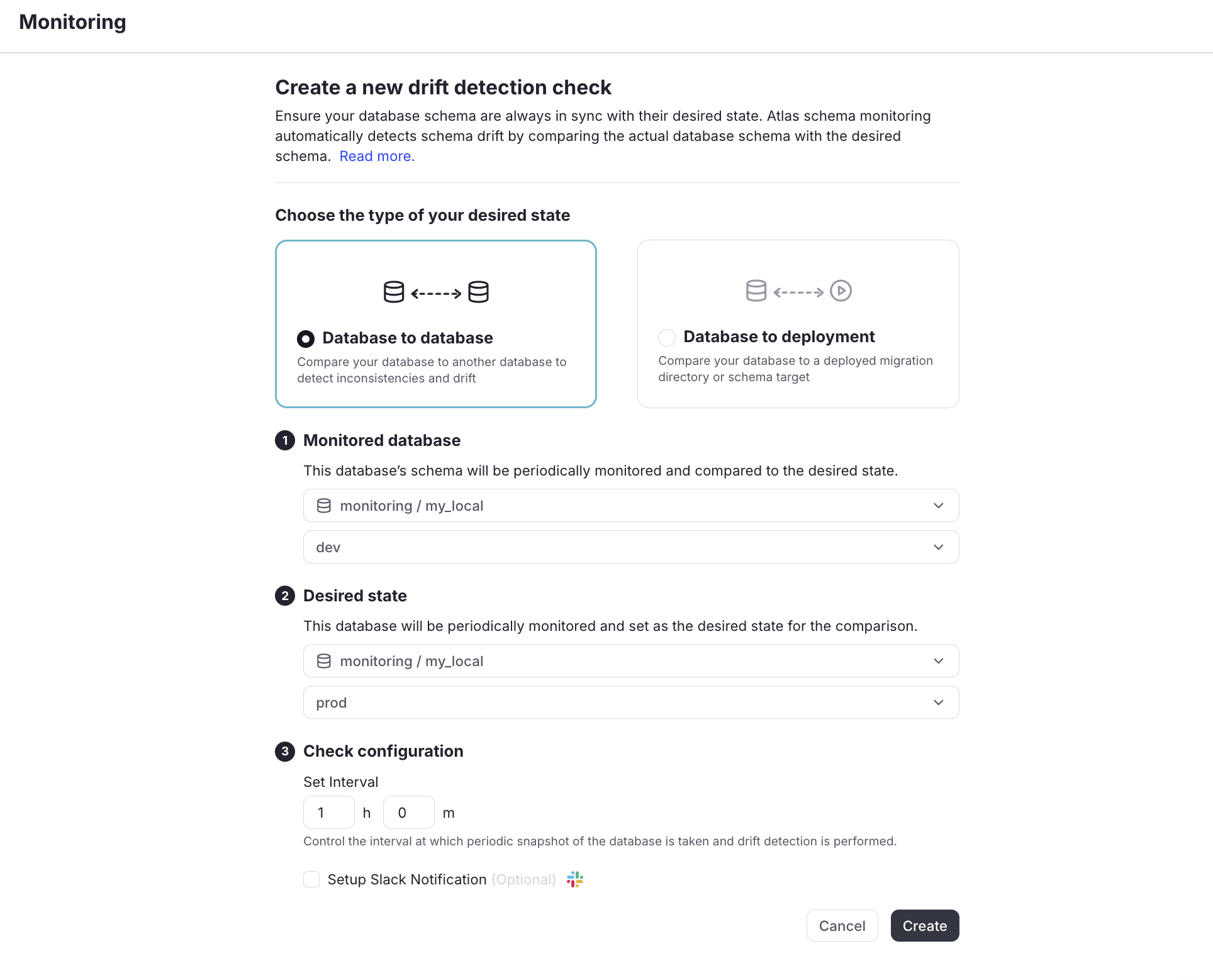 Configure Drift Detection from Snapshot Scope
