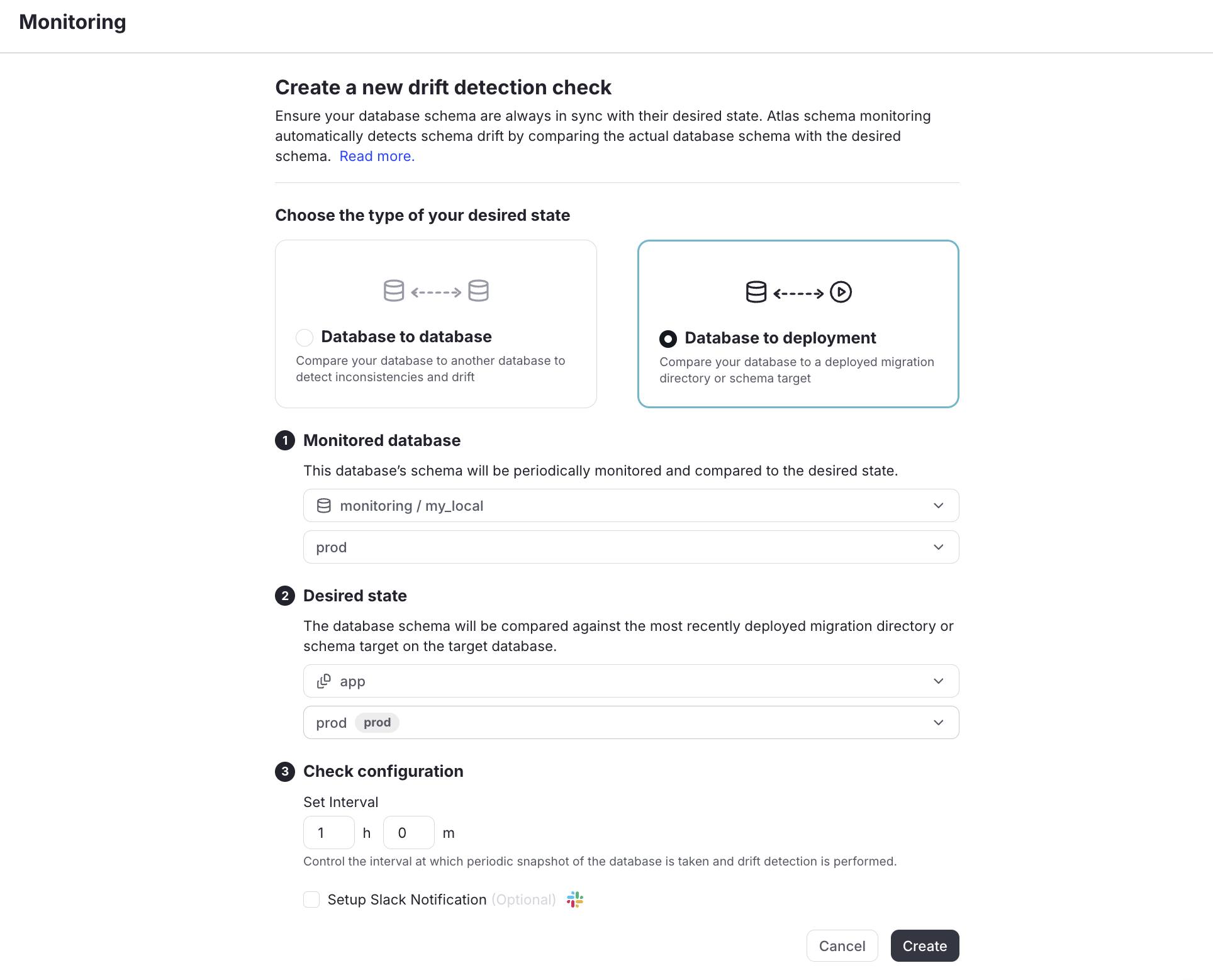 Configure Drift Detection from Deployed Migration