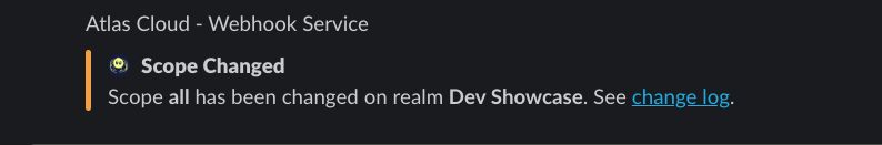 Screenshot of a Slack message from Atlas, notifying about a database schema change.