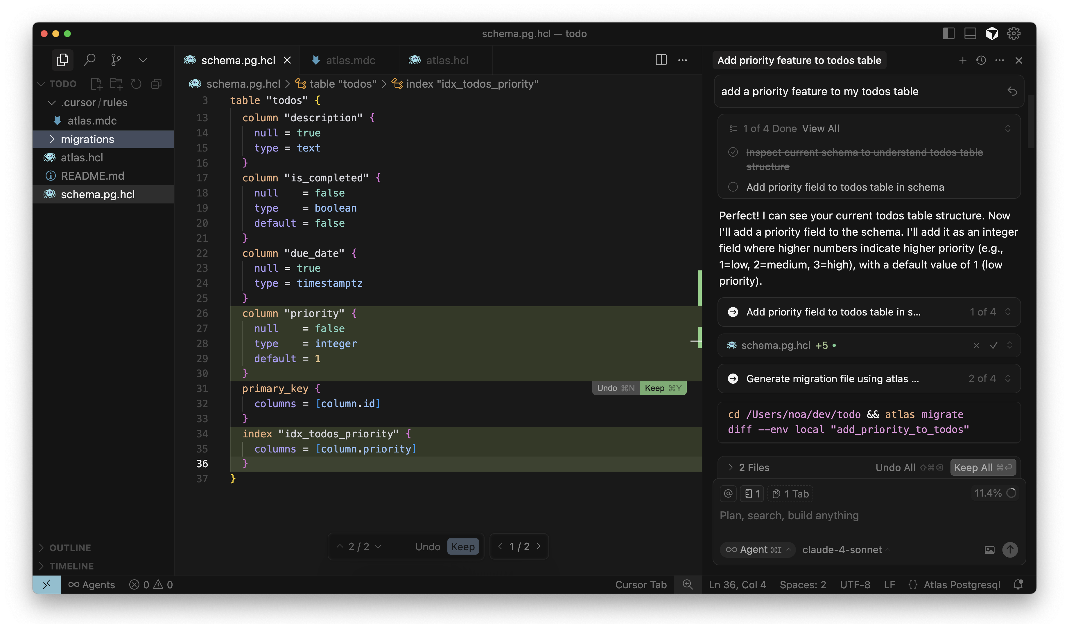 Cursor adding a column