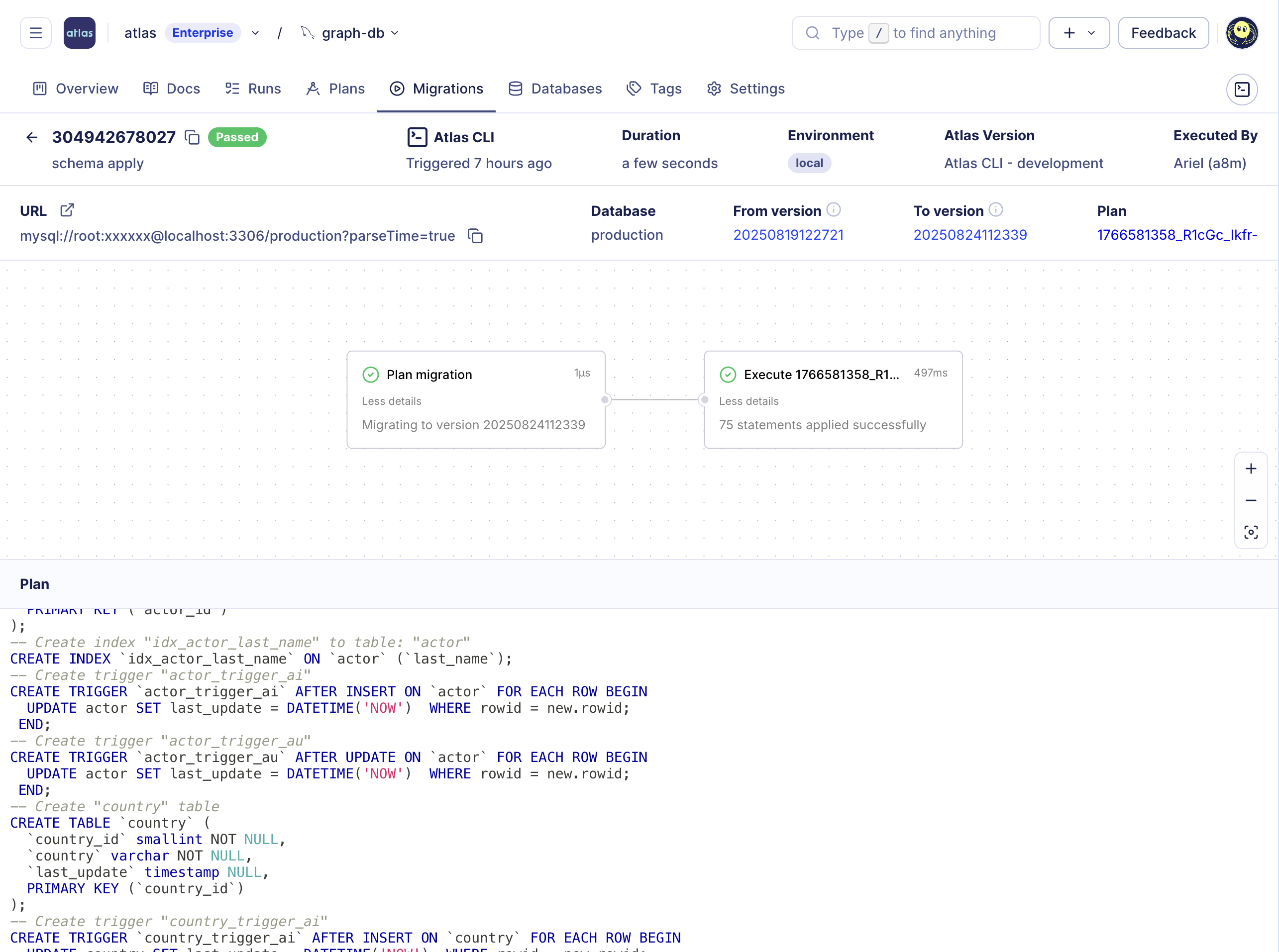 Declarative migrations UI in Atlas Cloud