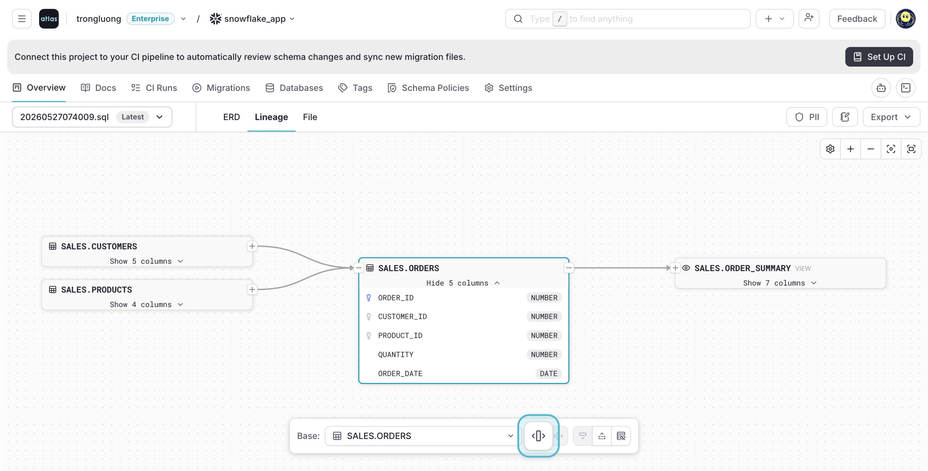 Expanding all upstream and downstream nodes for a selected lineage node